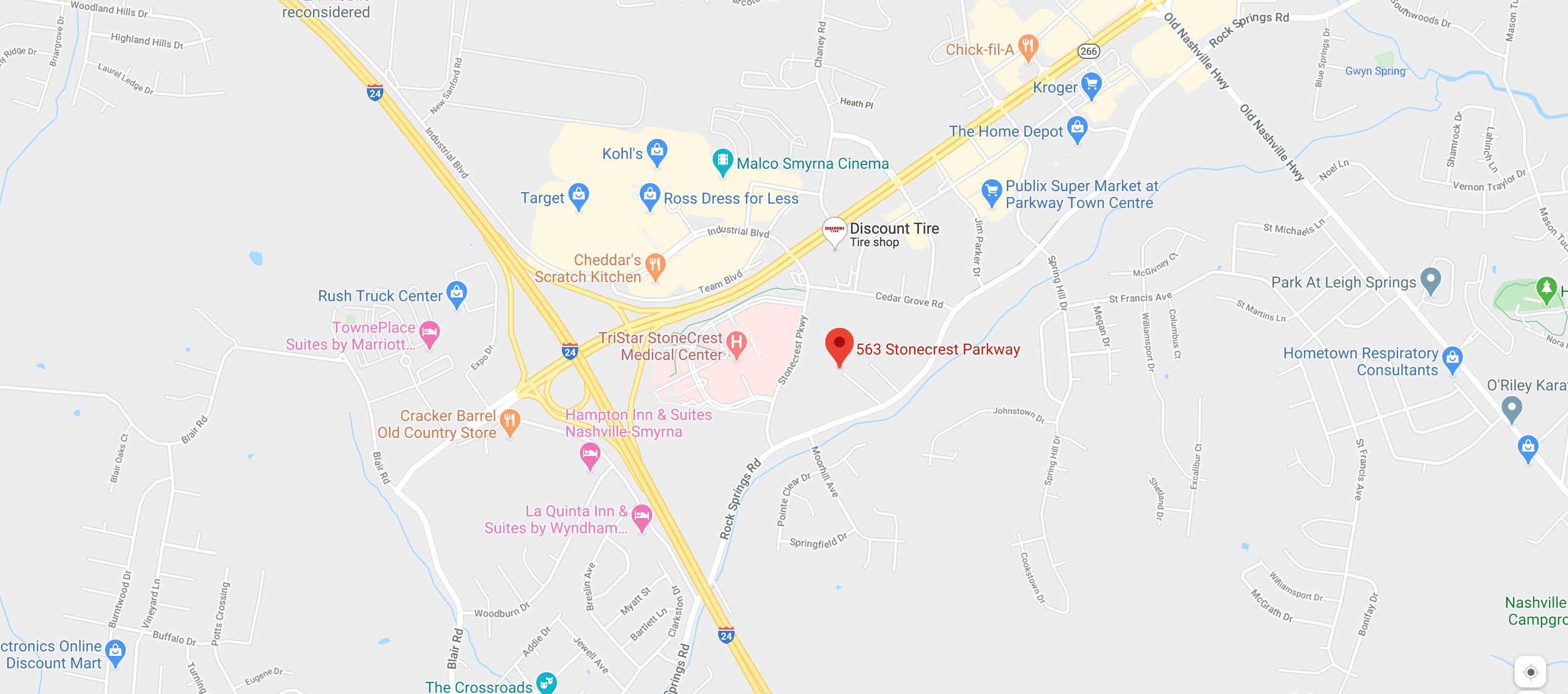 Williams Cabinet Company map — 563 StoneCrest Parkway, Smyrna, TN
